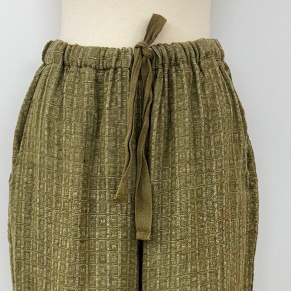 FLAX Linen Matching Set Wrap Top and Pants Olive Green M - Picture 8 of 13